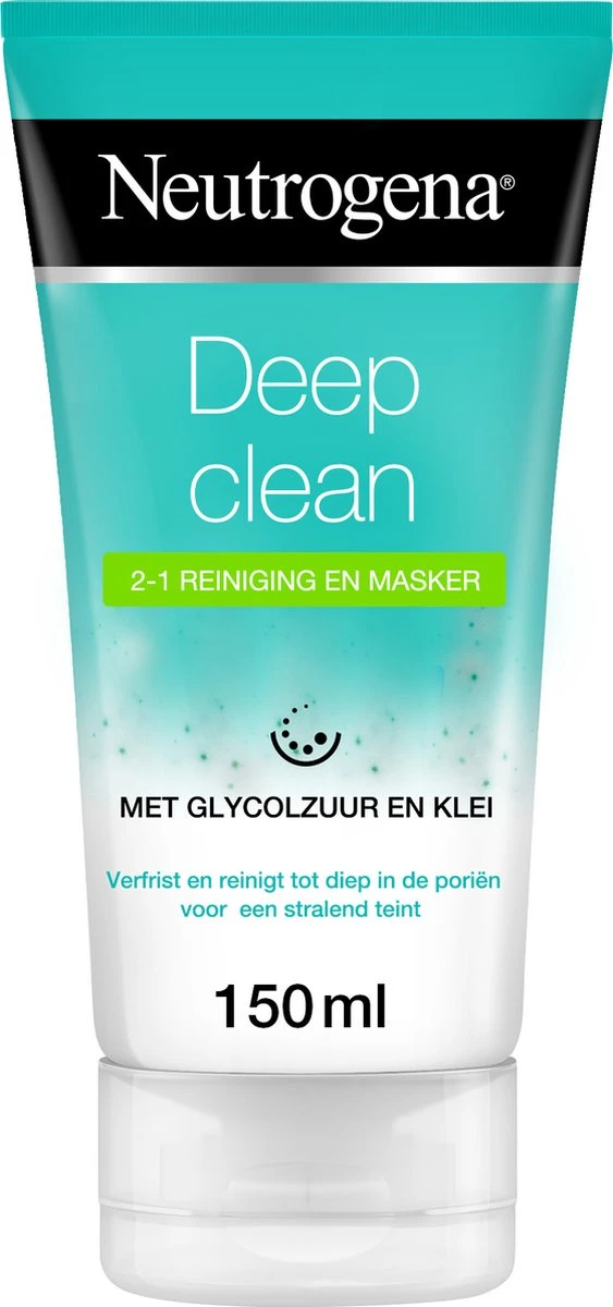 Neutrogena® Deep Clean 2-1 Reiniging En Masker, Kleimasker, Verfrissende Gezichtsreiniging En Gezichtsmasker Met Glycolzuur En Klei, Geschikt Voor Alle Huidtypen, 1 X 150 Ml 1 Neutrogena® Deep Clean 2-1 Reiniging En Masker, Kleimasker, Verfrissende Gezichtsreiniging En Gezichtsmasker Met Glycolzuur En Klei, Geschikt Voor Alle Huidtypen, 1 X 150 Ml