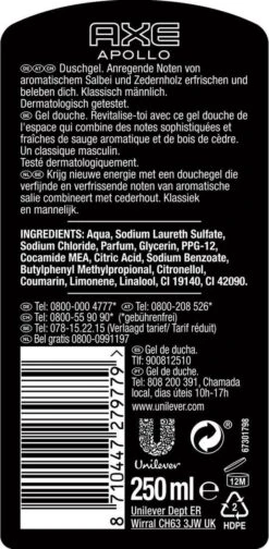 Axe Apollo Showergel - 6 X 250 Ml - Voordeelverpakking -Verzorgingsvoordeel Huis 588x1200