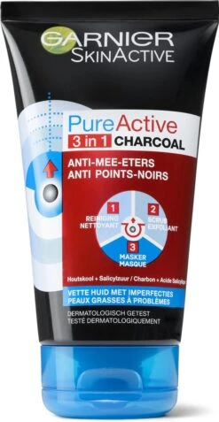 Garnier SkinActive PureActive 3in1 Gezichtsmasker Charcoal - 150 Ml