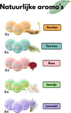 Bruisballen - 30 Stuks - 5 Verschillende Geuren - Voor In Bad - Etherische Oliën - Aromatherapie - Badballen - Badparels -Verzorgingsvoordeel Huis 762x1200 1