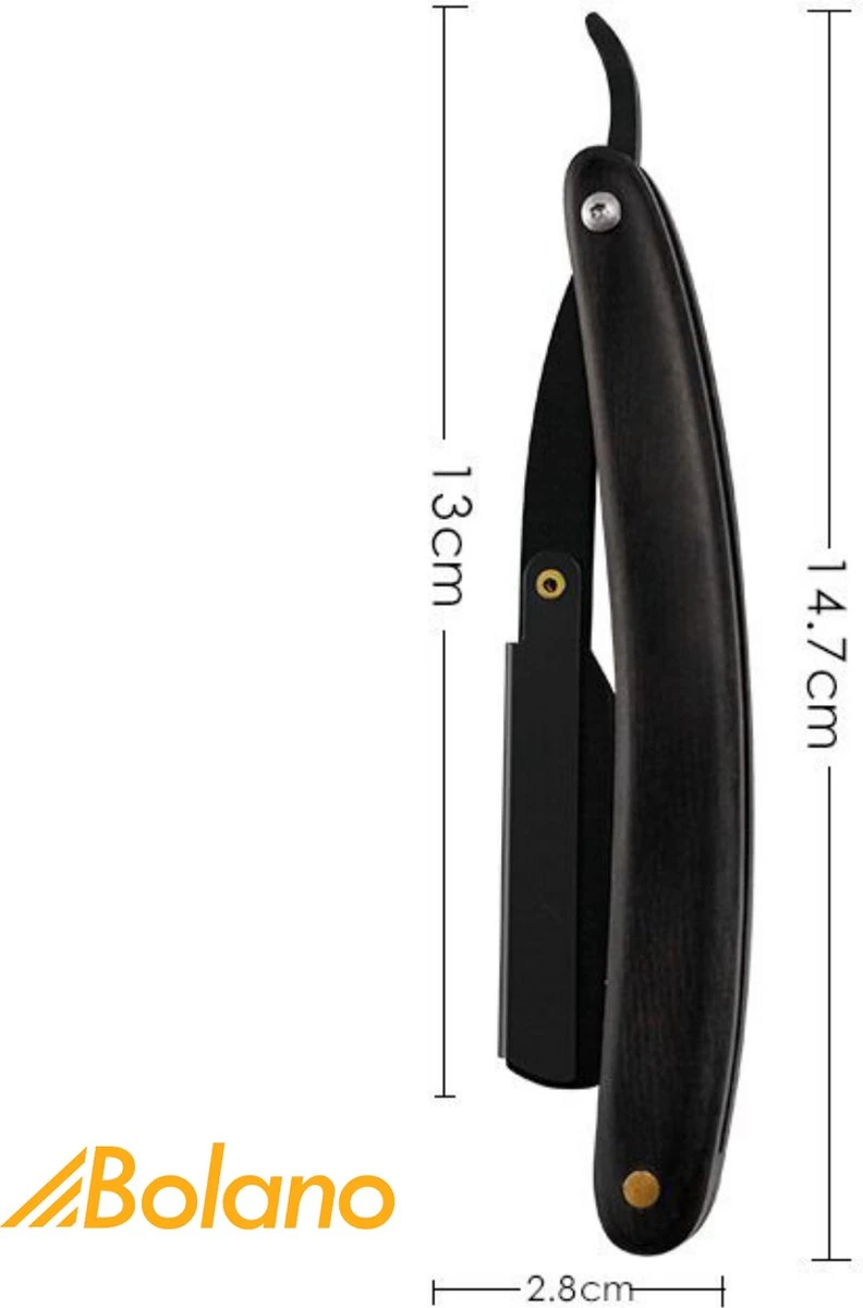 Bolano® Premium Shavette Open Scheermes Black Wood + 50 Single Edge Scheermesjes - Klassiek Barbiersmes Straight Razor Voor Mannen - Cut Throat Razor Nekmes - Klassiek Klap Scheermes - Safety Razor Feather Mes 8 Bolano® Premium Shavette Open Scheermes Black Wood + 50 Single Edge Scheermesjes - Klassiek Barbiersmes Straight Razor Voor Mannen - Cut Throat Razor Nekmes - Klassiek Klap Scheermes - Safety Razor Feather Mes - Afbeelding 8