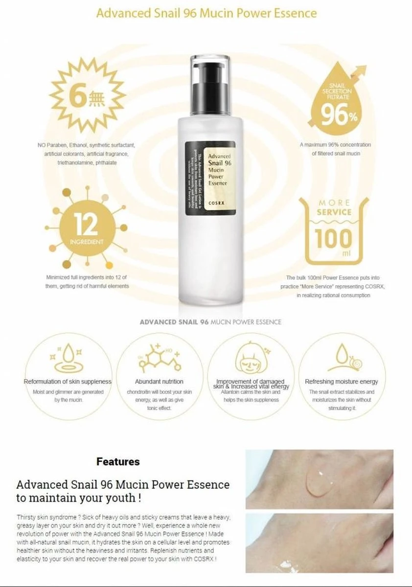 COSRX Advanced Snail 96 Mucin Power Essence 5 COSRX Advanced Snail 96 Mucin Power Essence - Afbeelding 5