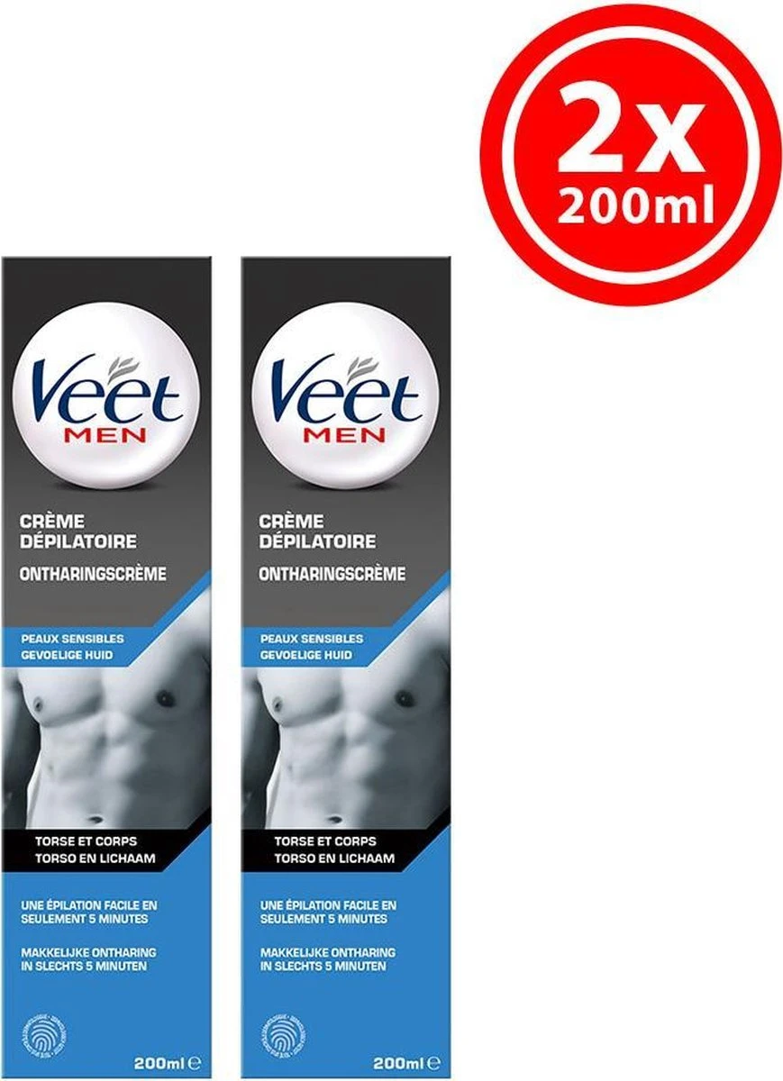 Veet - Men - Ontharingscrème - Gevoelige Huid - 2 X 200 Ml 1 Veet - Men - Ontharingscrème - Gevoelige Huid - 2 X 200 Ml