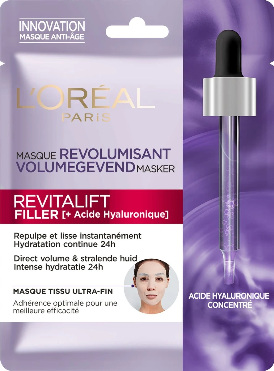 L’Oréal Paris - Revitalift Filler Hyaluronzuur Tissue Gezichtsmasker - 5 Stuks - Voordeelverpakking 9 L’Oréal Paris - Revitalift Filler Hyaluronzuur Tissue Gezichtsmasker - 5 Stuks - Voordeelverpakking - Afbeelding 9