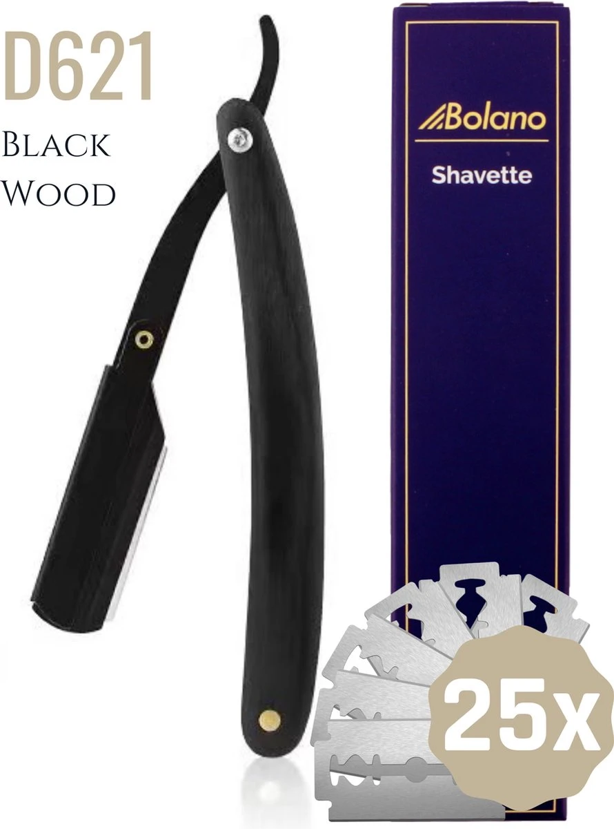 Bolano® Premium Shavette Open Scheermes Black Wood + 50 Single Edge Scheermesjes - Klassiek Barbiersmes Straight Razor Voor Mannen - Cut Throat Razor Nekmes - Klassiek Klap Scheermes - Safety Razor Feather Mes 1 Bolano® Premium Shavette Open Scheermes Black Wood + 50 Single Edge Scheermesjes - Klassiek Barbiersmes Straight Razor Voor Mannen - Cut Throat Razor Nekmes - Klassiek Klap Scheermes - Safety Razor Feather Mes