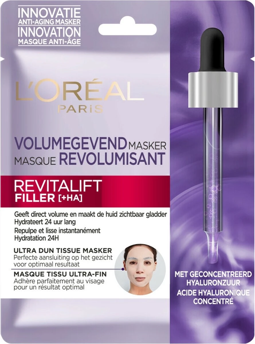 L’Oréal Paris - Revitalift Filler Hyaluronzuur Tissue Gezichtsmasker - 5 Stuks - Voordeelverpakking 1 L’Oréal Paris - Revitalift Filler Hyaluronzuur Tissue Gezichtsmasker - 5 Stuks - Voordeelverpakking