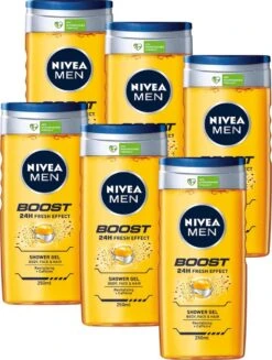 NIVEA MEN Boost Douchegel - 6 X 250 ML - Voordeelverpakking