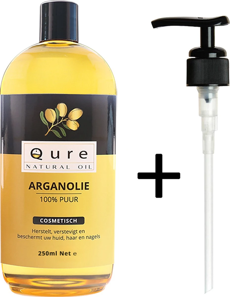 Arganolie 250ml + Pompje | Voor Haar, Huid En Gezicht |100% Puur & Onbewerkt | Moroccan Argan Oil 1 Arganolie 250ml + Pompje | Voor Haar, Huid En Gezicht |100% Puur & Onbewerkt | Moroccan Argan Oil