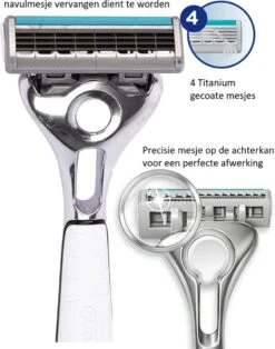 Wilkinson Sword Quattro Titanium Sensitive Scheerapparaat + 9 Scheermessen -Verzorgingsvoordeel Huis 943x1200