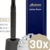Bolano® Safety Razor Set Mat Zwart + 30 Double Edge Scheermesjes + Houder- Klassiek Scheermes Voor Mannen En Vrouwen - D663