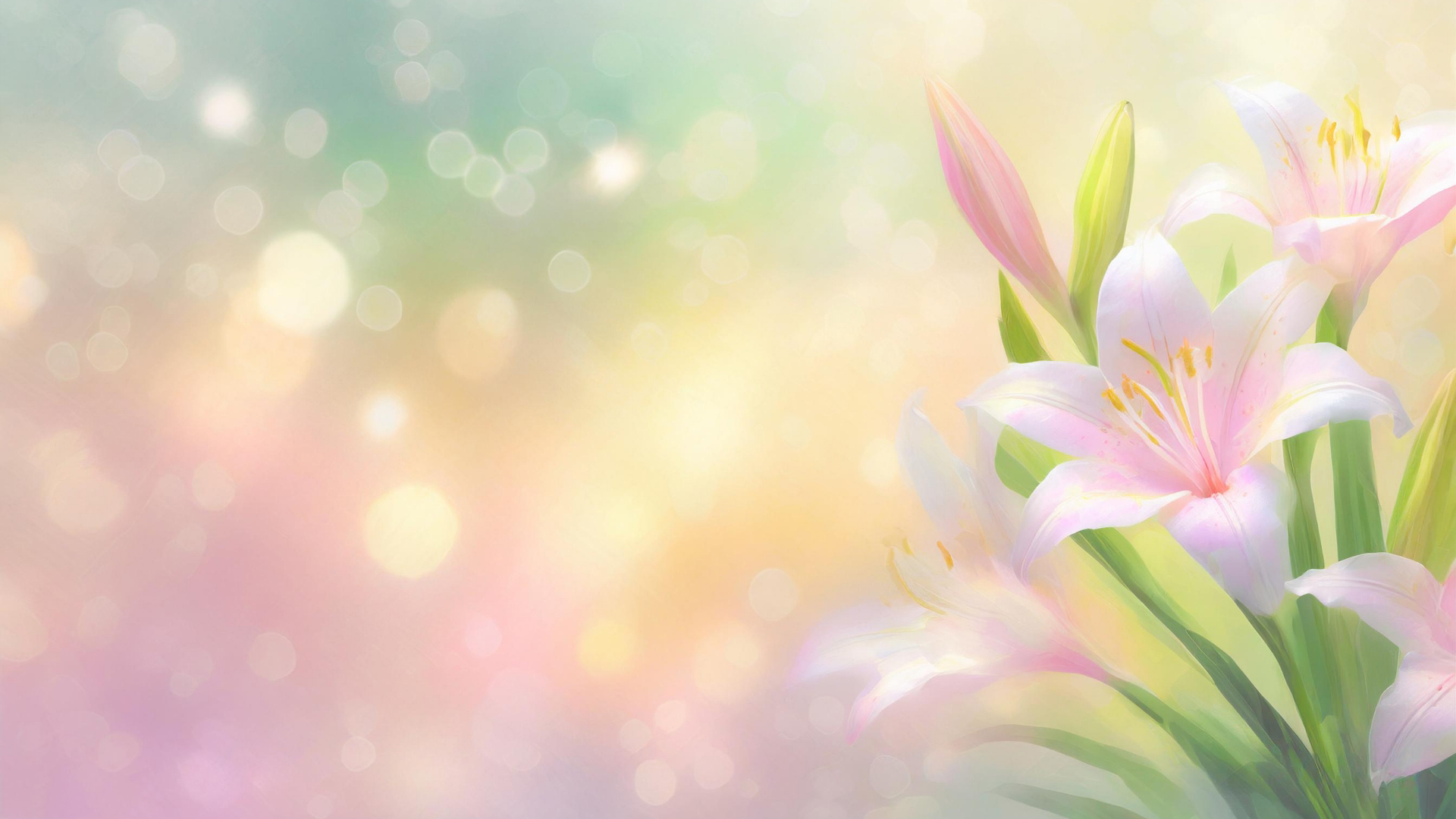 Verzorgingsvoordeel Huis -Verzorgingsvoordeel Huis Powerpoint Background Spring with Pastel Lily Flowers and Blossoms by SlidesCorner.com Backgrounds and Wallpapers